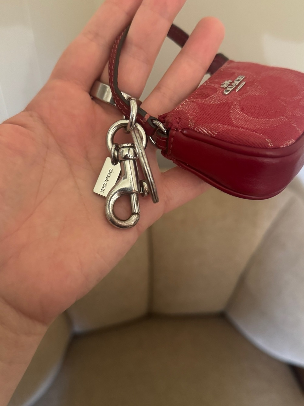 Coach Red Signature Mini Key Pouch - Picture 4 of 4
